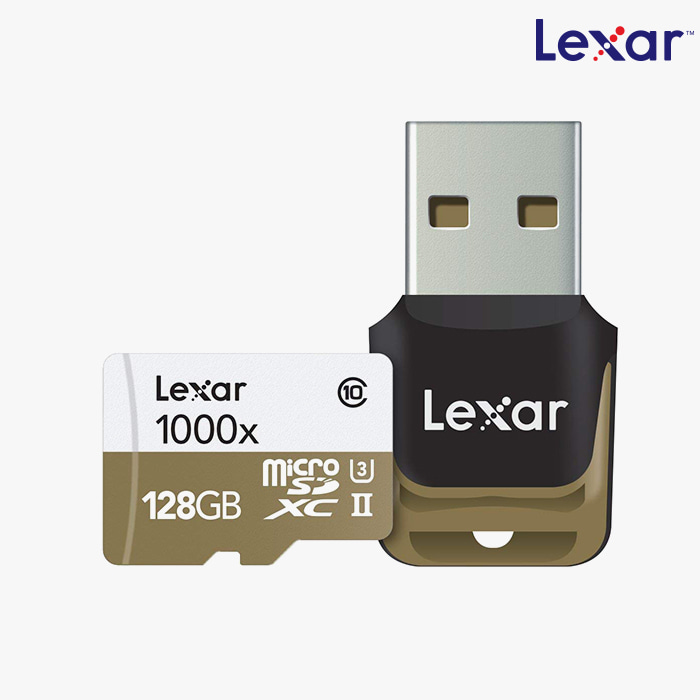 [파워캠] 국내수입정품 1000x 128GB 렉사 마이크로 SDXC 메모리 카드 [1000x 128GB Lexar Micro SDXC]