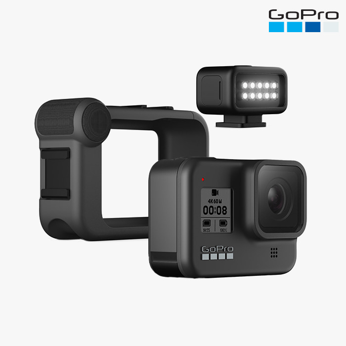 [파워캠] 고프로 히어로8 블랙 + 미디어 모듈 + 조명 모듈 세트 [GoPro HERO8 Black + Media Mod + Light Mod set]