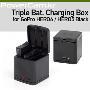 [파워캠] 고프로 히어로7 블랙, 히어로6 블랙, 히어로5 블랙 3단 배터리 충전박스 [Triple Battery Charging Box for HERO7 Black/HERO6 Black/HERO5 Black]