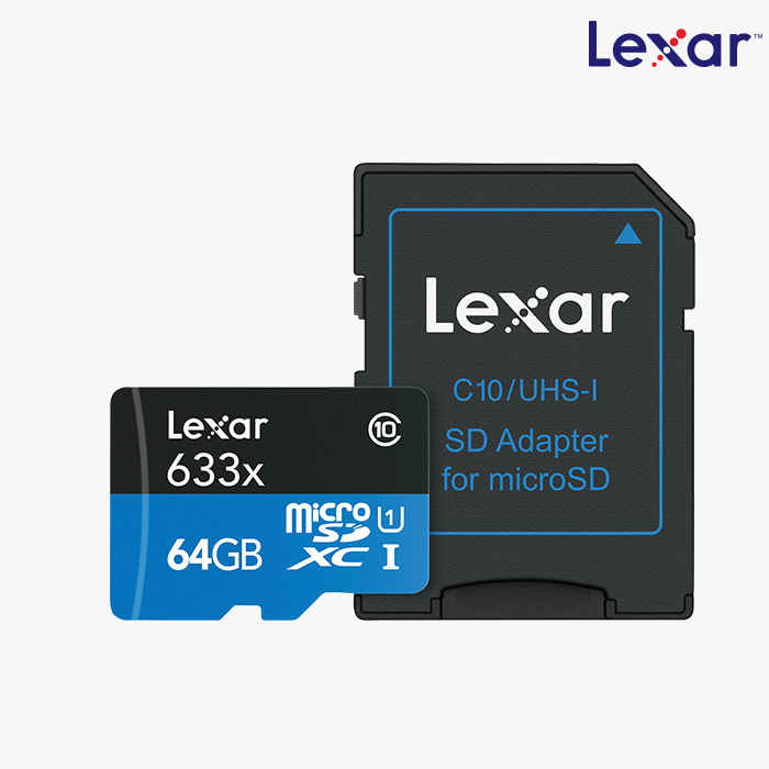 [파워캠] 국내수입정품 633x 64GB 렉사 마이크로 SDXC 메모리 카드 [633x 64GB Lexar Micro SDXC]