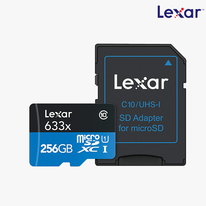 [파워캠] 국내수입정품 633x 256GB 렉사 마이크로 SDXC 메모리 카드 [633x 256GB Lexar Micro SDXC]