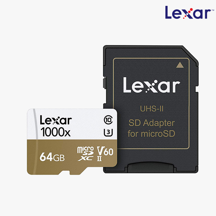 [파워캠] 국내수입정품 1000x 64GB 렉사 마이크로 SDXC 메모리 카드 [1000x 64GB Lexar Micro SDXC]
